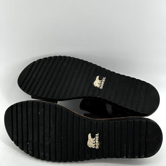 Sorel Ella Sandals Full Grain Leather Gladiator Slip On Flat Black 7.5 - Picture 7 of 7